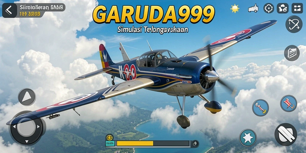 Screenshot gameplay GARUDA999 menampilkan aksi terbang yang mendebarkan.