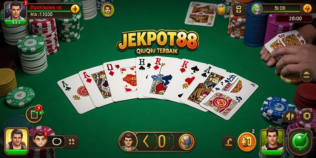 Gameplay seru JEKPOT88 menampilkan aksi kartu QiuQiu yang mendebarkan.