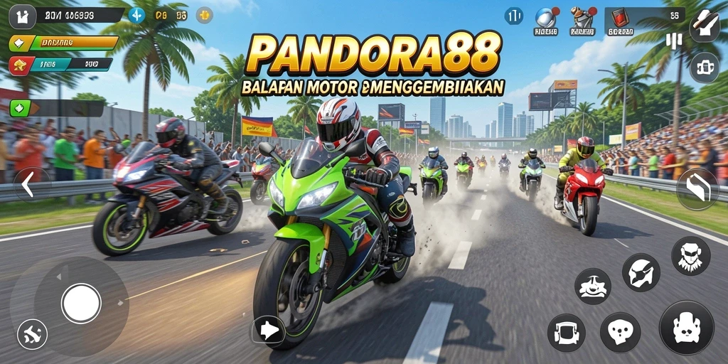 Tampilan gameplay balapan motor yang seru dan kompetitif.