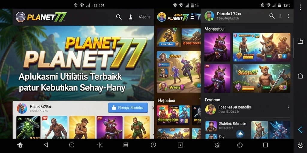 Tampilan antarmuka aplikasi PLANET77 yang memudahkan pengguna.