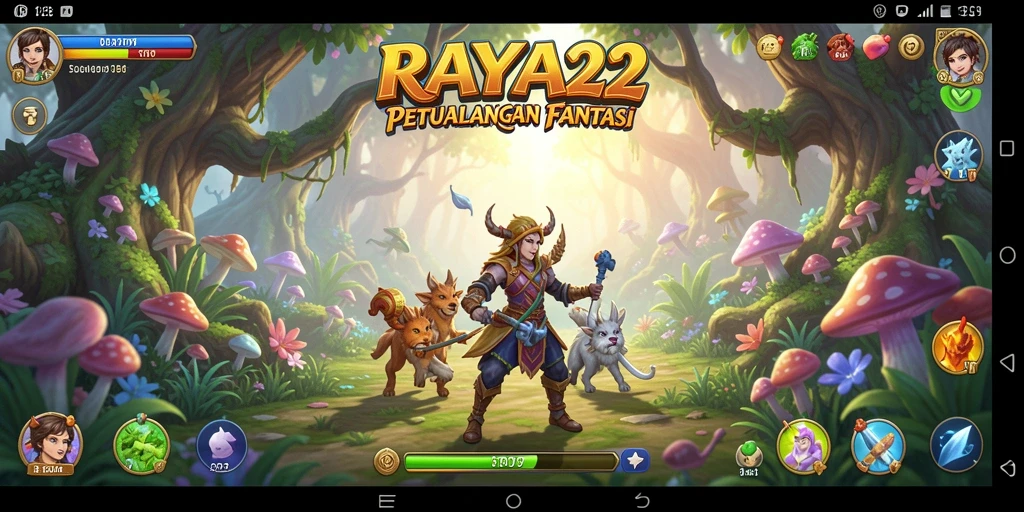 Screenshot gameplay RAYA22 menampilkan karakter menjelajahi dunia petualangan.