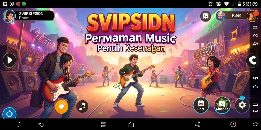 Screenshot gameplay SVIPSIDN yang menunjukkan aksi musik seru.